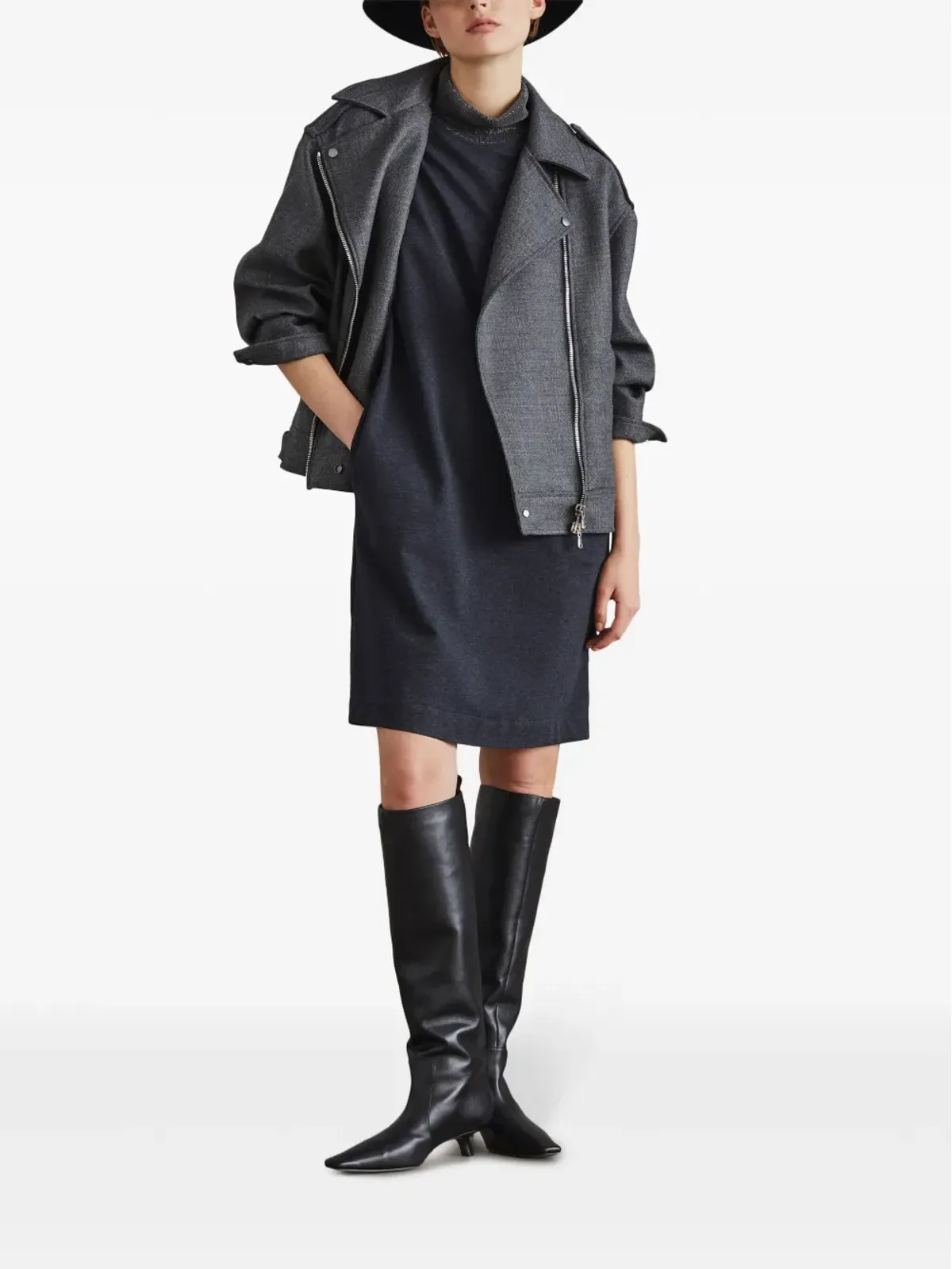 Brunello Cucinelli チェーンリンクディテールドレス ブラック - 画像2