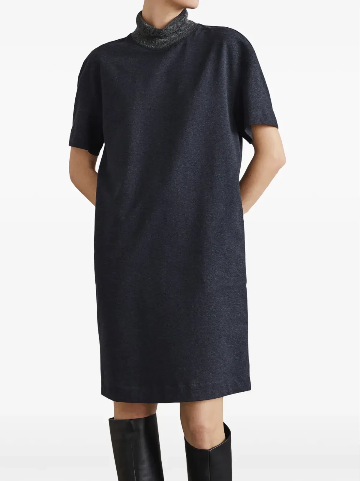 Brunello Cucinelli チェーンリンクディテールドレス ブラック - 画像3