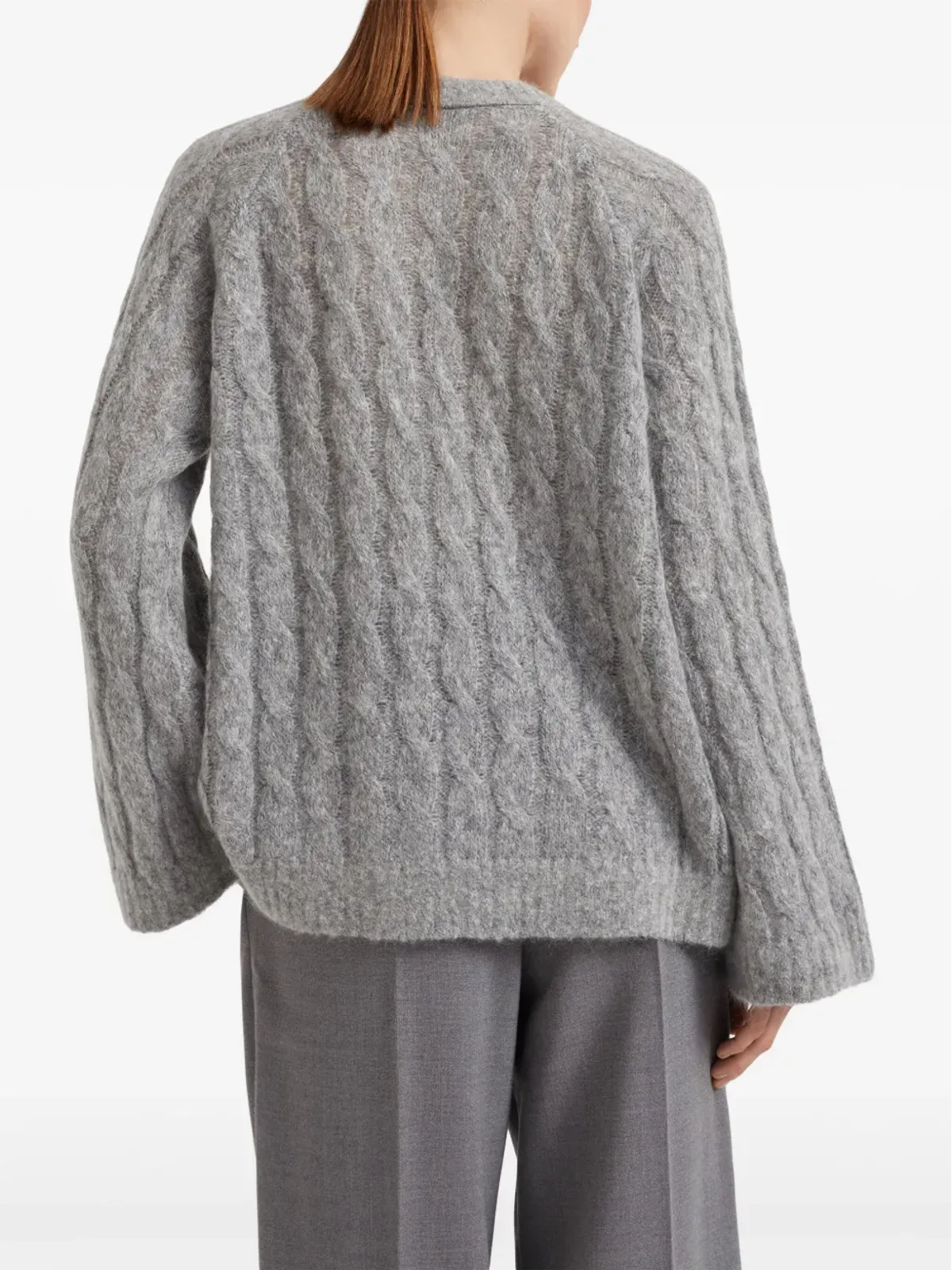 Brunello Cucinelli ケーブルニットセーター グレー - 画像4