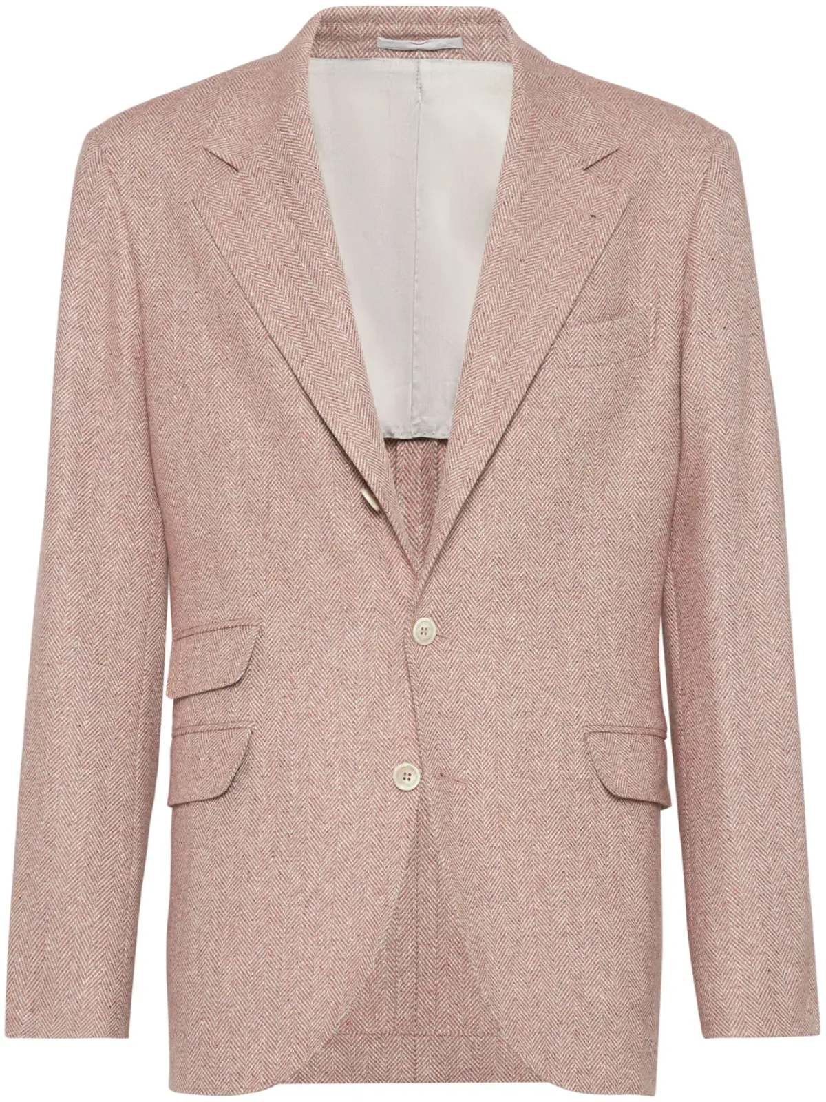 Brunello Cucinelli ヘリンボーンリネンブレザー オレンジ - 画像1