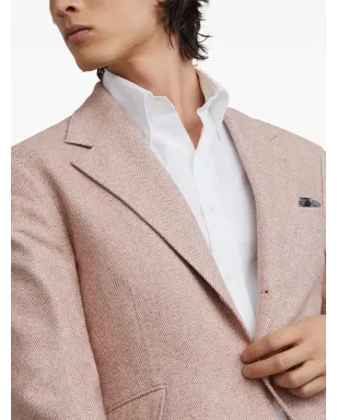 Brunello Cucinelli ヘリンボーンリネンブレザー オレンジ - サムネイル5