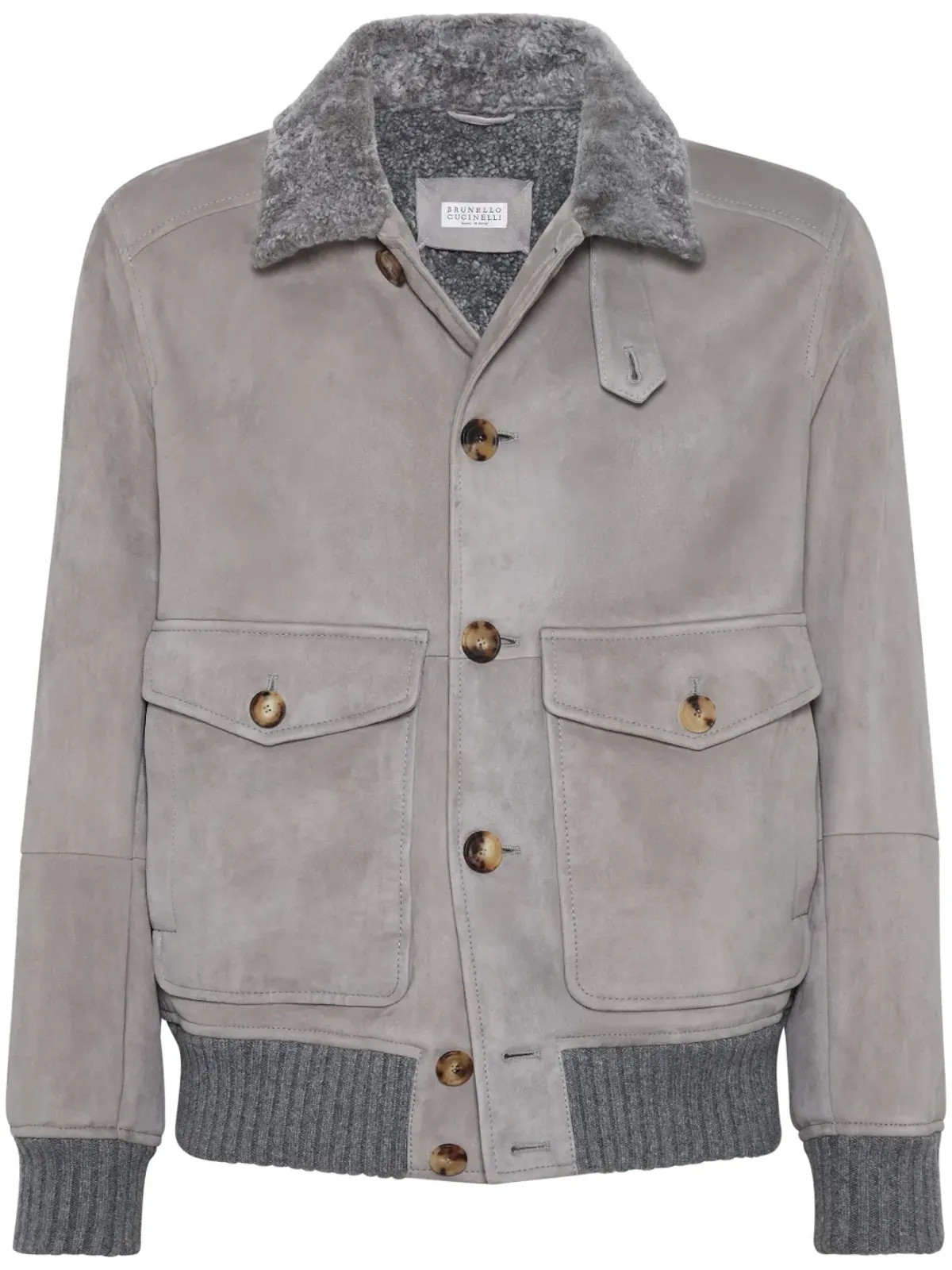 Brunello Cucinelli シアリングカラー スエードジャケット - グレー - 画像1