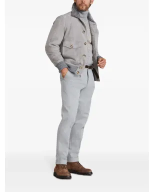 Brunello Cucinelli シアリングカラー スエードジャケット - グレー - サムネイル2