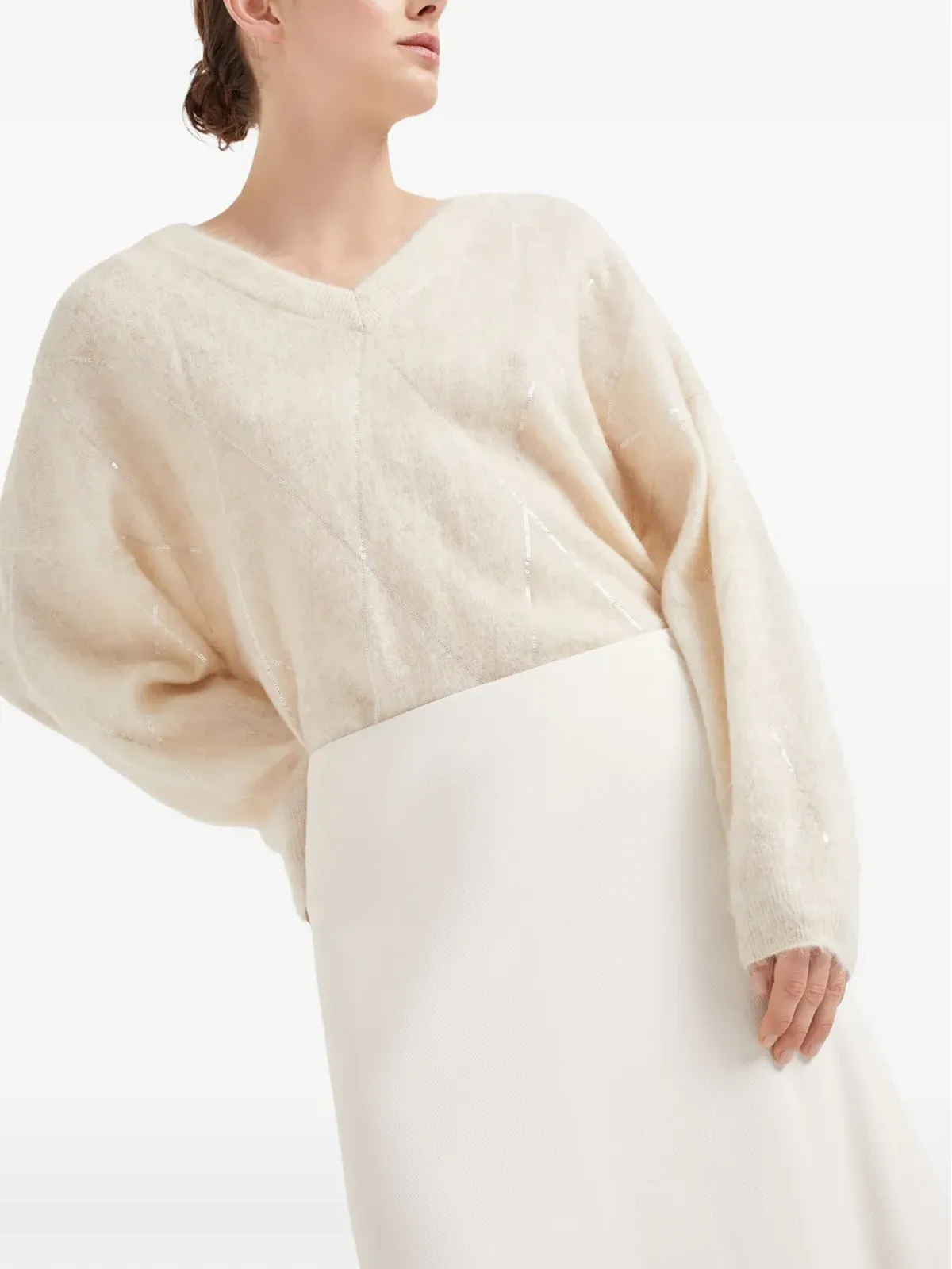 Brunello Cucinelli アライン マキシスカート ホワイト - 画像5