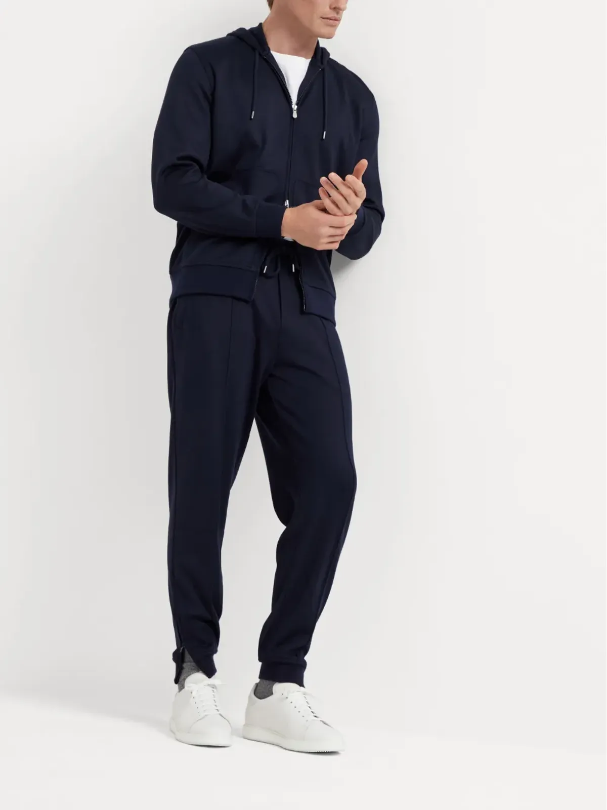 Brunello Cucinelli ニットフーディー ブルー - 画像2