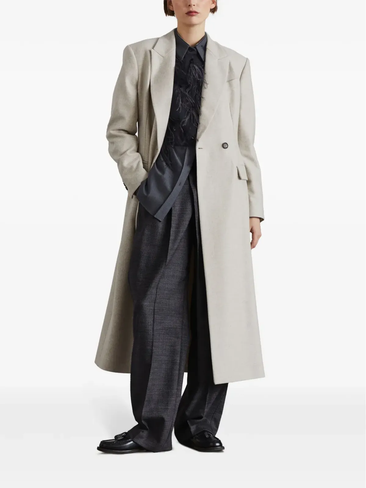 Brunello Cucinelli ロングウールコート - ニュートラルカラー - 画像2