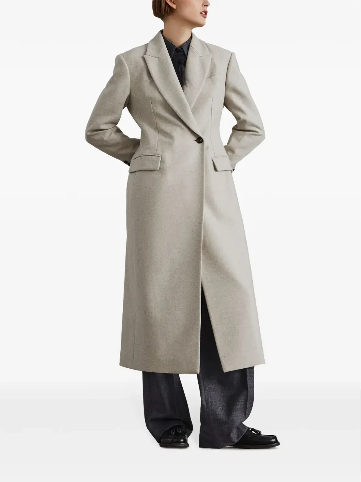 Brunello Cucinelli ロングウールコート - ニュートラルカラー - 画像3