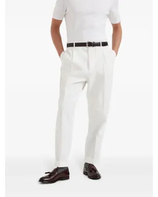 Brunello Cucinelli センタープレス入り コットンパンツ - ホワイト - サムネイル3