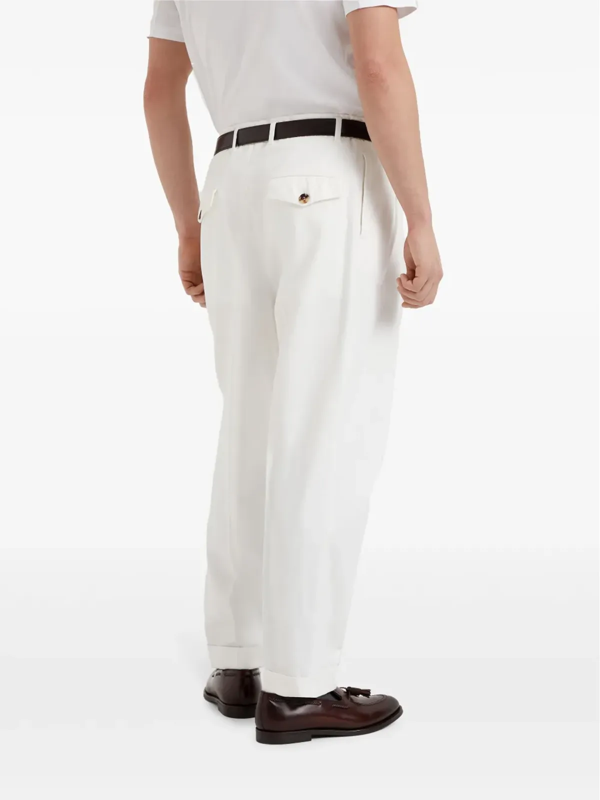 Brunello Cucinelli センタープレス入り コットンパンツ - ホワイト - 画像4