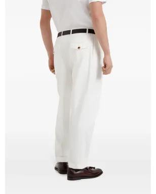 Brunello Cucinelli センタープレス入り コットンパンツ - ホワイト - サムネイル4