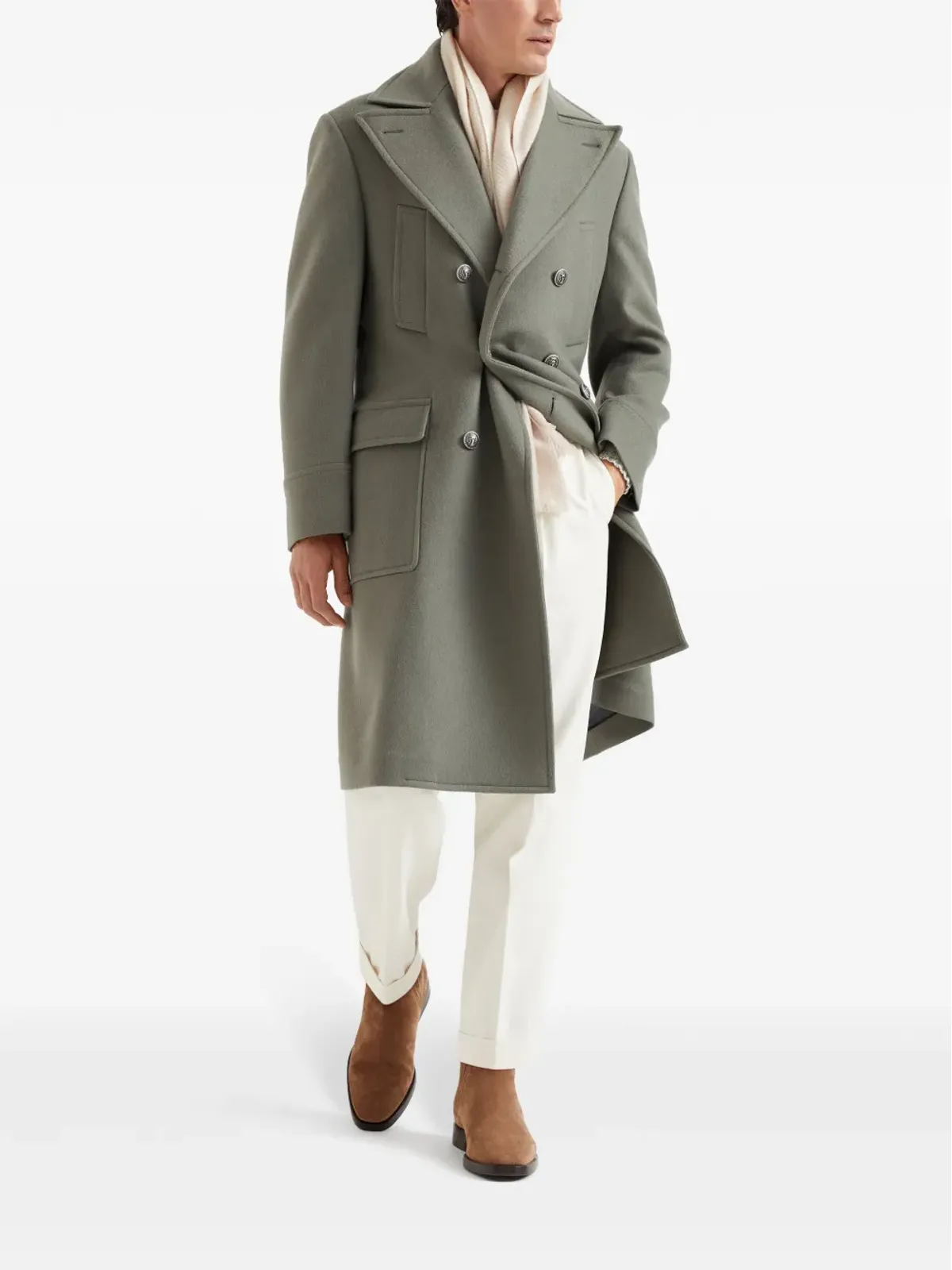 Brunello Cucinelli カシミア斜めストライプ柄スカーフ - ニュートラルカラー - 画像5
