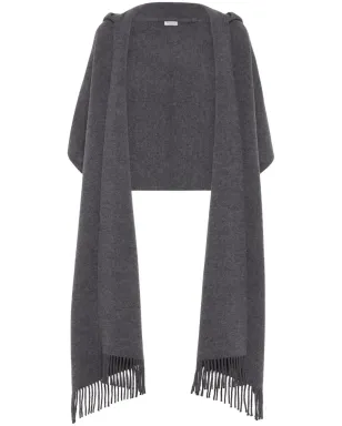 Brunello Cucinelli フリンジ付きニットケープ グレー - サムネイル1