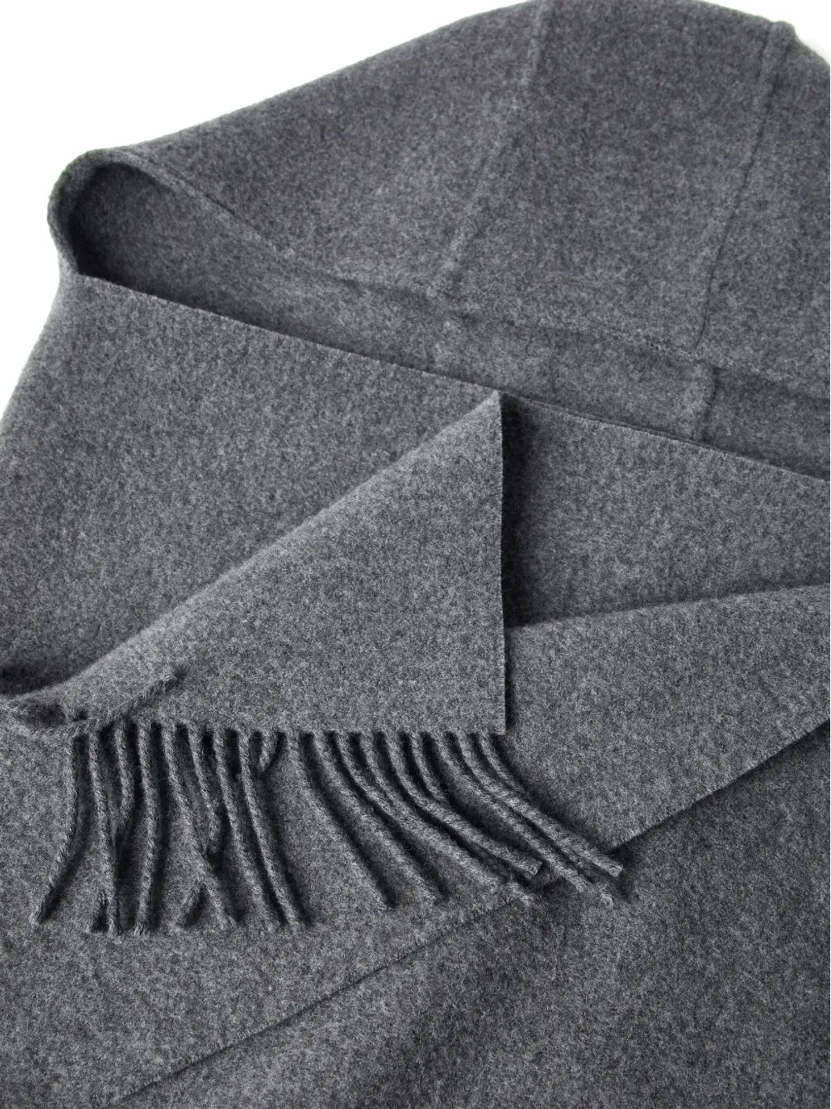 Brunello Cucinelli フリンジ付きニットケープ グレー - 画像4