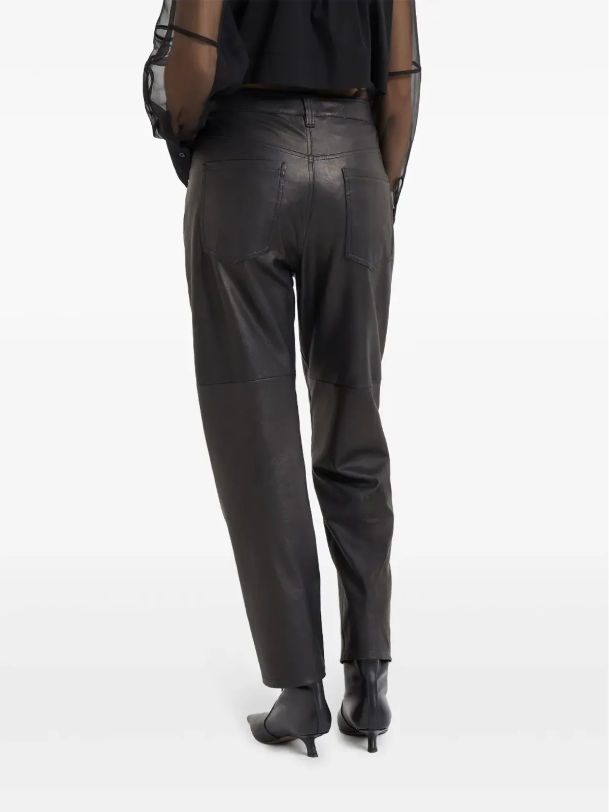 Brunello Cucinelli レザーパンツ ブラック - 画像4