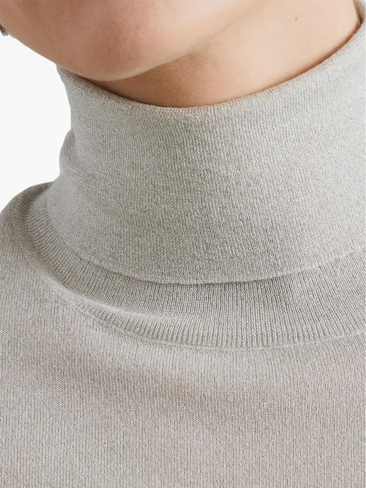 Brunello Cucinelli ロールネック長袖セーター ホワイト - 画像5