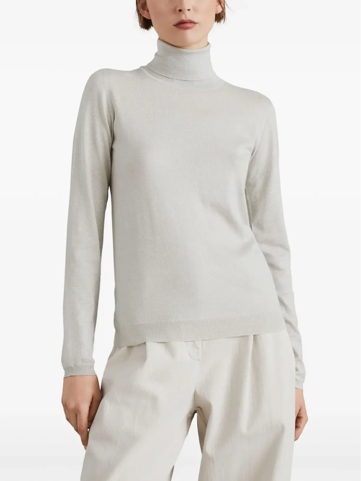 Brunello Cucinelli ロールネック長袖セーター ホワイト - 画像3