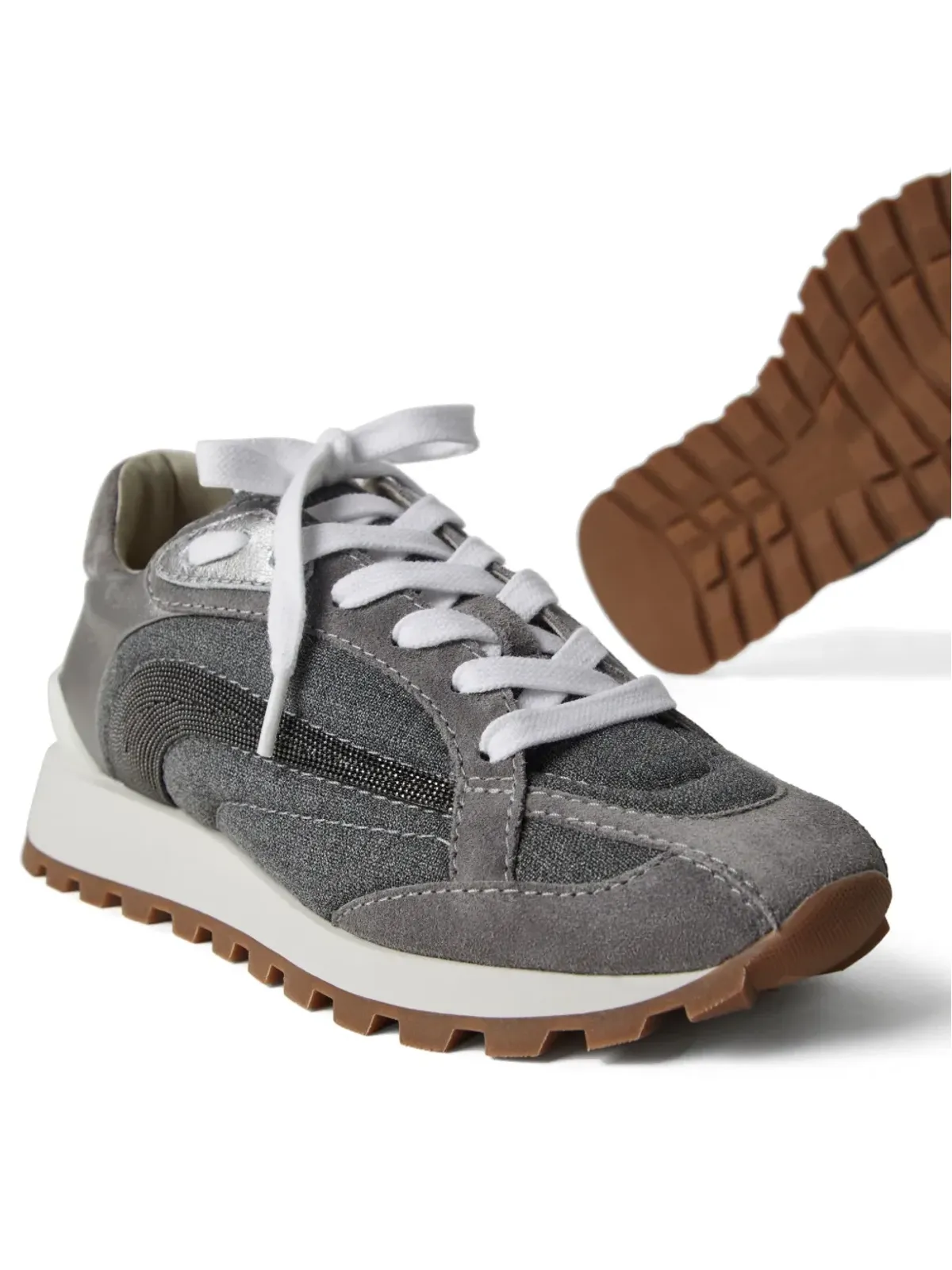 Brunello Cucinelli モニリ装飾のスニーカー グレー - 画像4