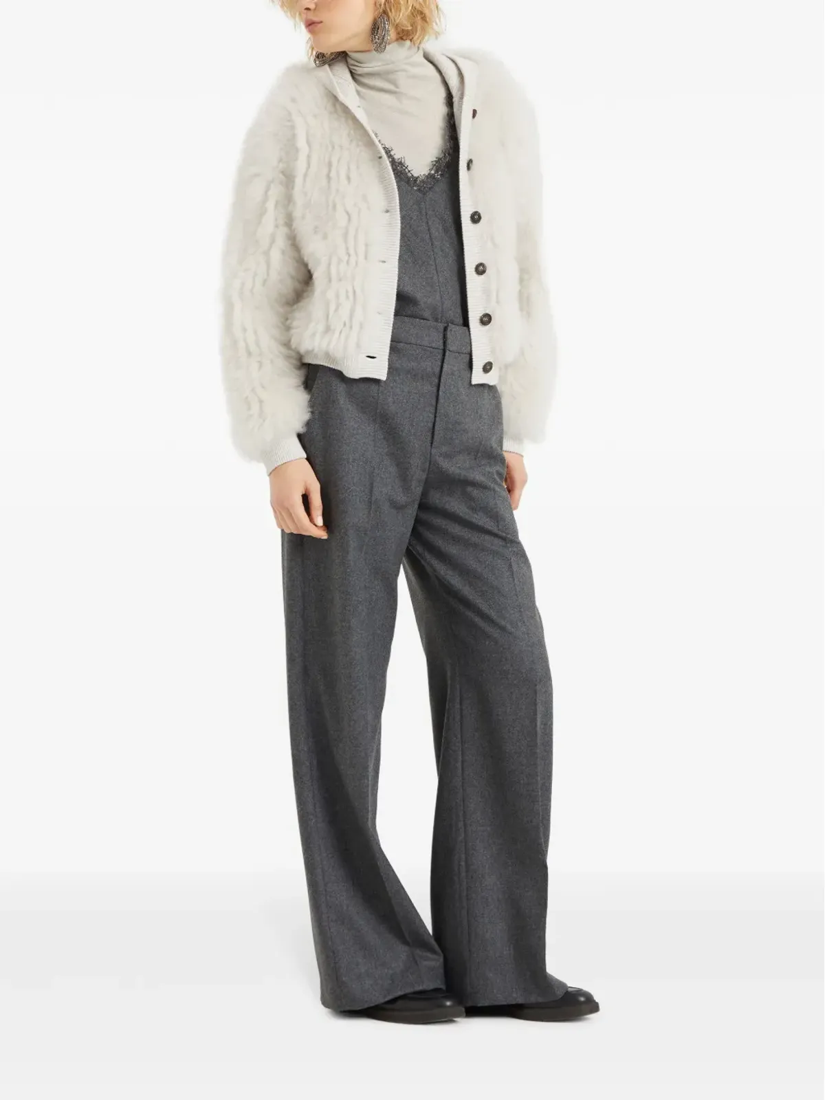 Brunello Cucinelli Vネック ウールトップス - グレー - 画像2