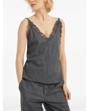 Brunello Cucinelli Vネック ウールトップス - グレー - サムネイル3