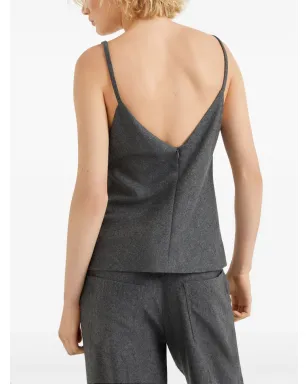 Brunello Cucinelli Vネック ウールトップス - グレー - サムネイル4