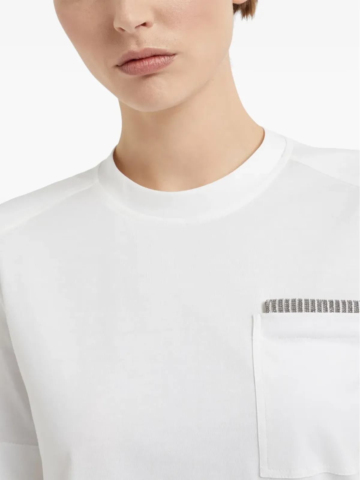 Brunello Cucinelli モニリチェーンディテール Tシャツ - ホワイト - 画像3