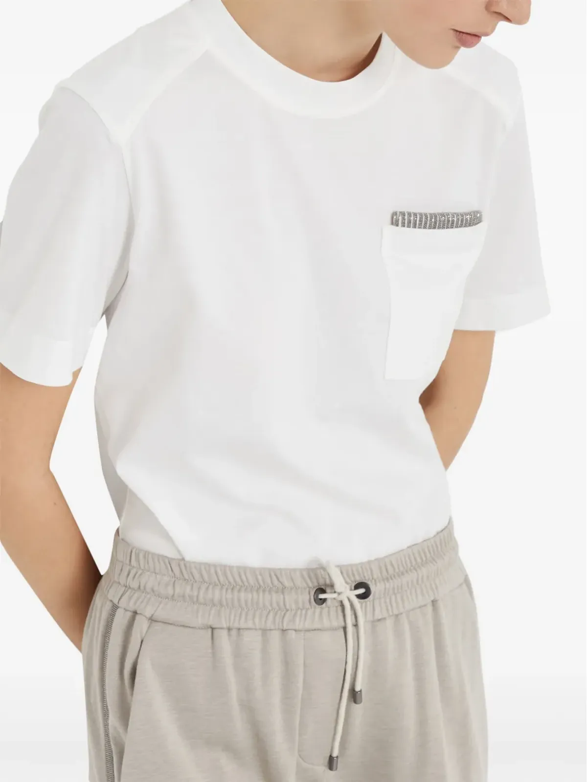 Brunello Cucinelli モニリチェーンディテール Tシャツ - ホワイト - 画像4