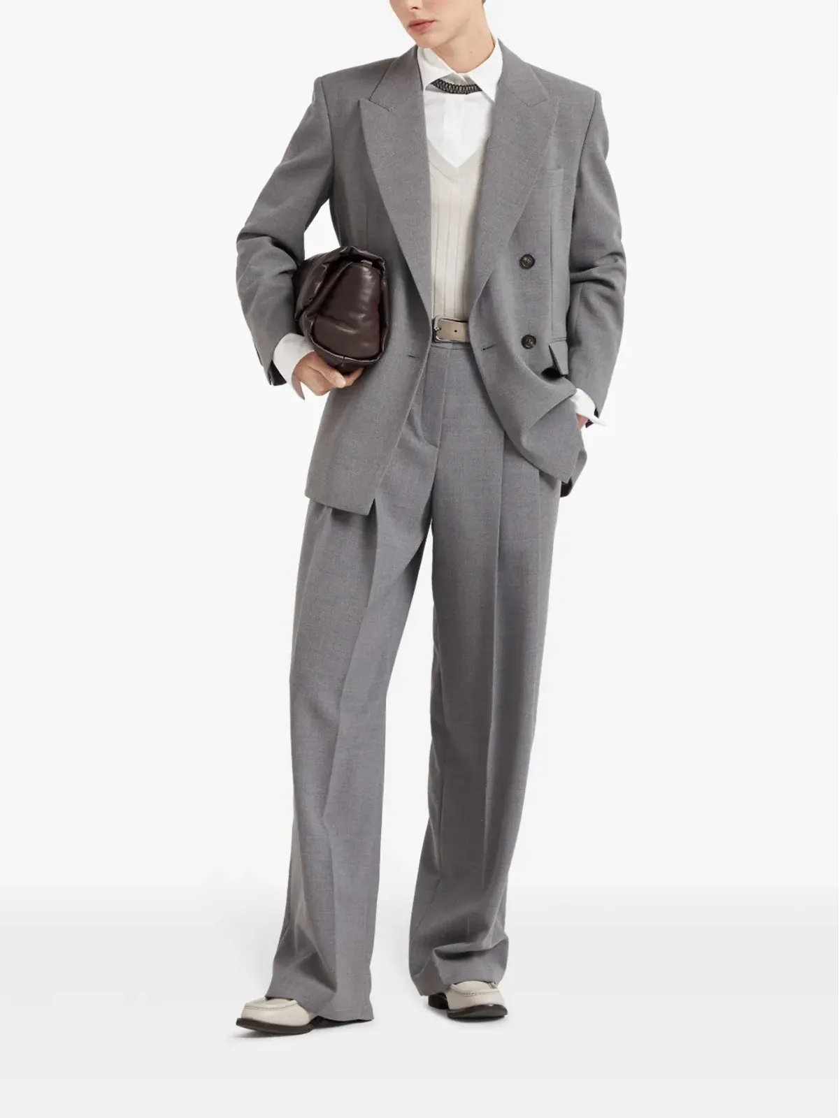 Brunello Cucinelli リブ編みニットトップ - グレー - 画像2