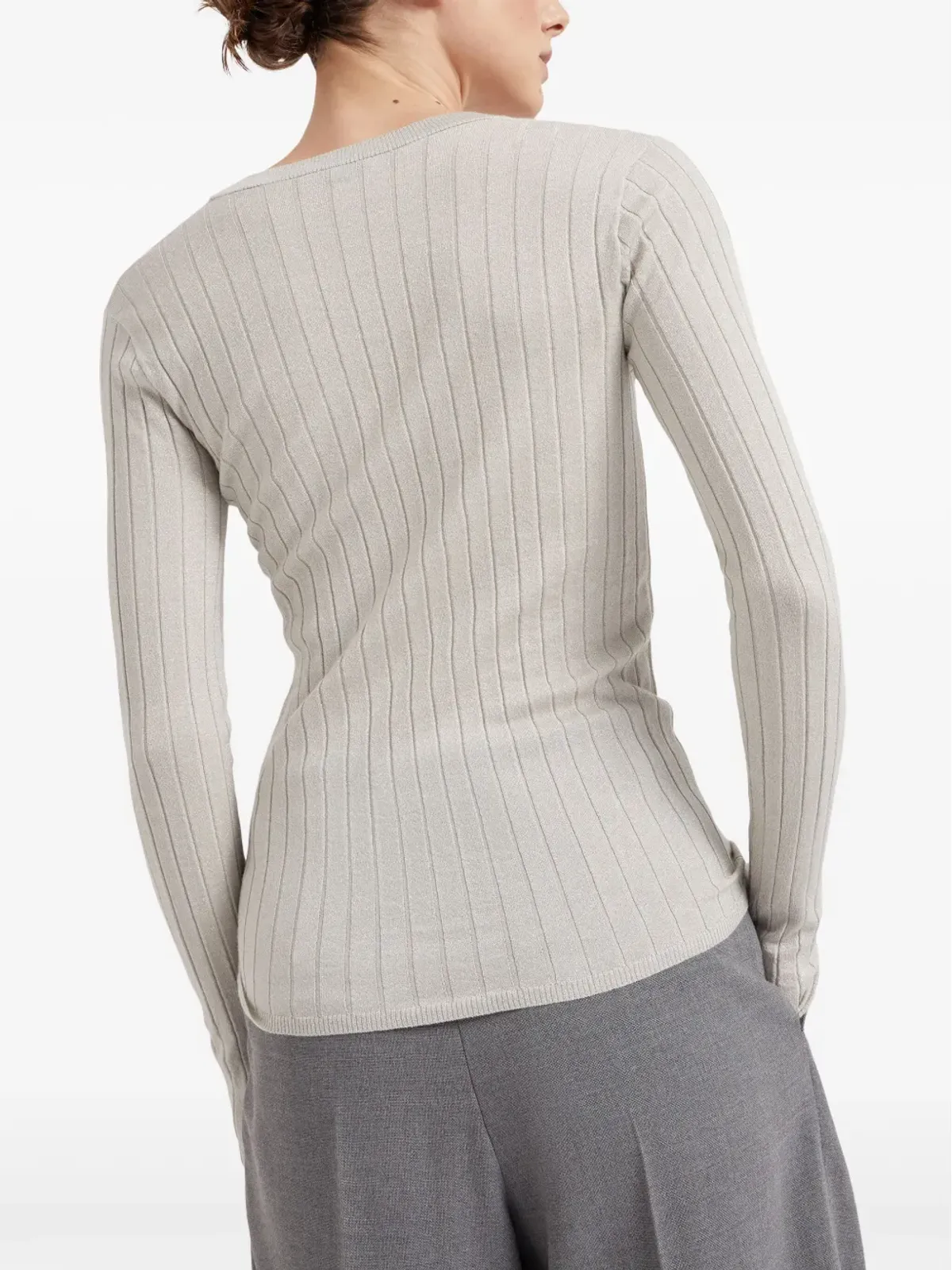 Brunello Cucinelli リブ編みニットトップ - グレー - 画像4