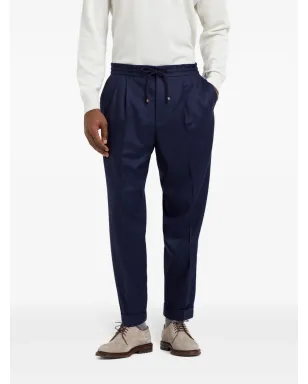 Brunello Cucinelli ドローストリングウエストバンド ウール テーパードパンツ - ブルー - サムネイル3