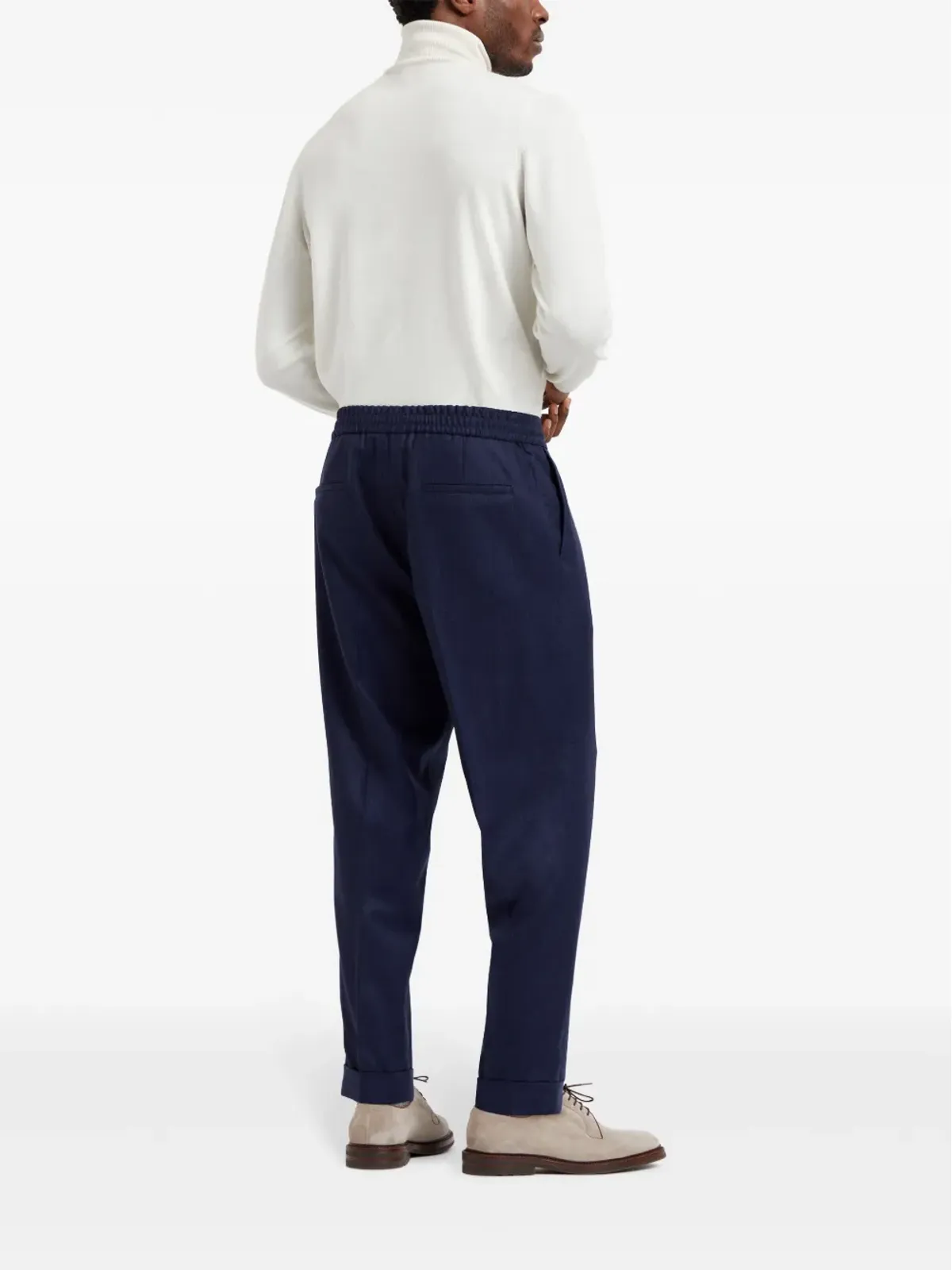 Brunello Cucinelli ドローストリングウエストバンド ウール テーパードパンツ - ブルー - 画像4