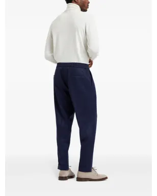 Brunello Cucinelli ドローストリングウエストバンド ウール テーパードパンツ - ブルー - サムネイル4