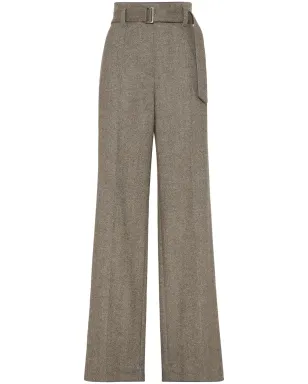 Brunello Cucinelli ヘリンボーン柄センタープレスパンツ ブラウン - サムネイル1