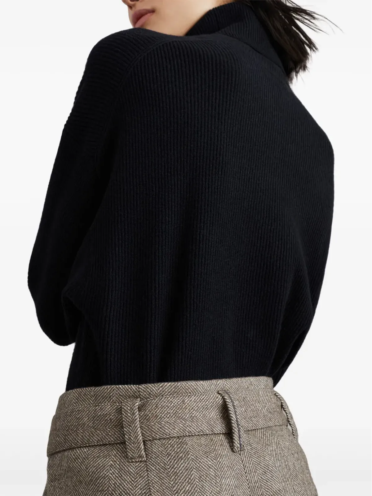 Brunello Cucinelli ヘリンボーン柄センタープレスパンツ ブラウン - 画像5