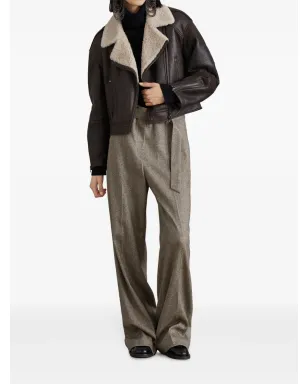 Brunello Cucinelli ヘリンボーン柄センタープレスパンツ ブラウン - サムネイル2