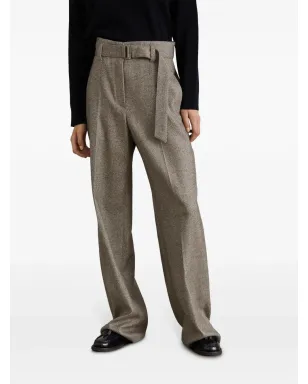Brunello Cucinelli ヘリンボーン柄センタープレスパンツ ブラウン - サムネイル3