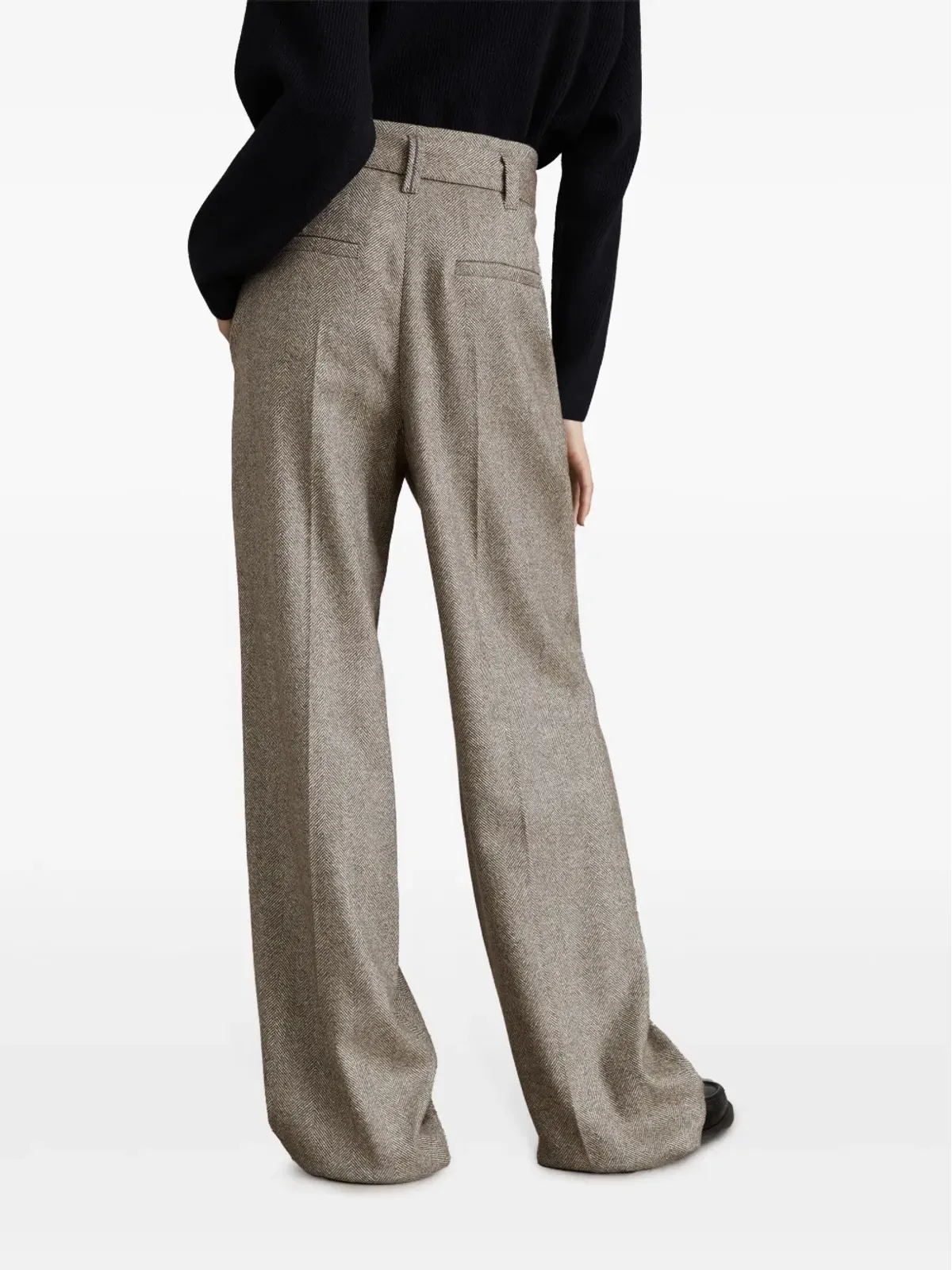 Brunello Cucinelli ヘリンボーン柄センタープレスパンツ ブラウン - 画像4