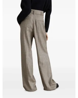 Brunello Cucinelli ヘリンボーン柄センタープレスパンツ ブラウン - サムネイル4
