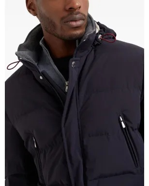 Brunello Cucinelli ブルー キルティッドフード付きジャケット - サムネイル5
