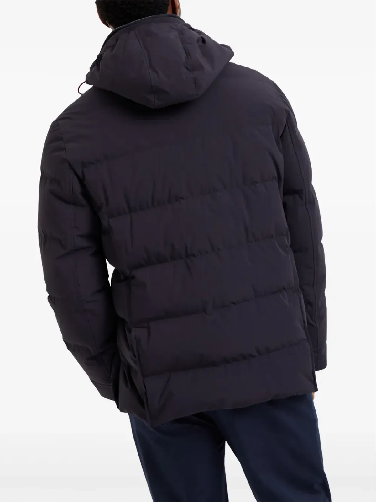 Brunello Cucinelli ブルー キルティッドフード付きジャケット - 画像4
