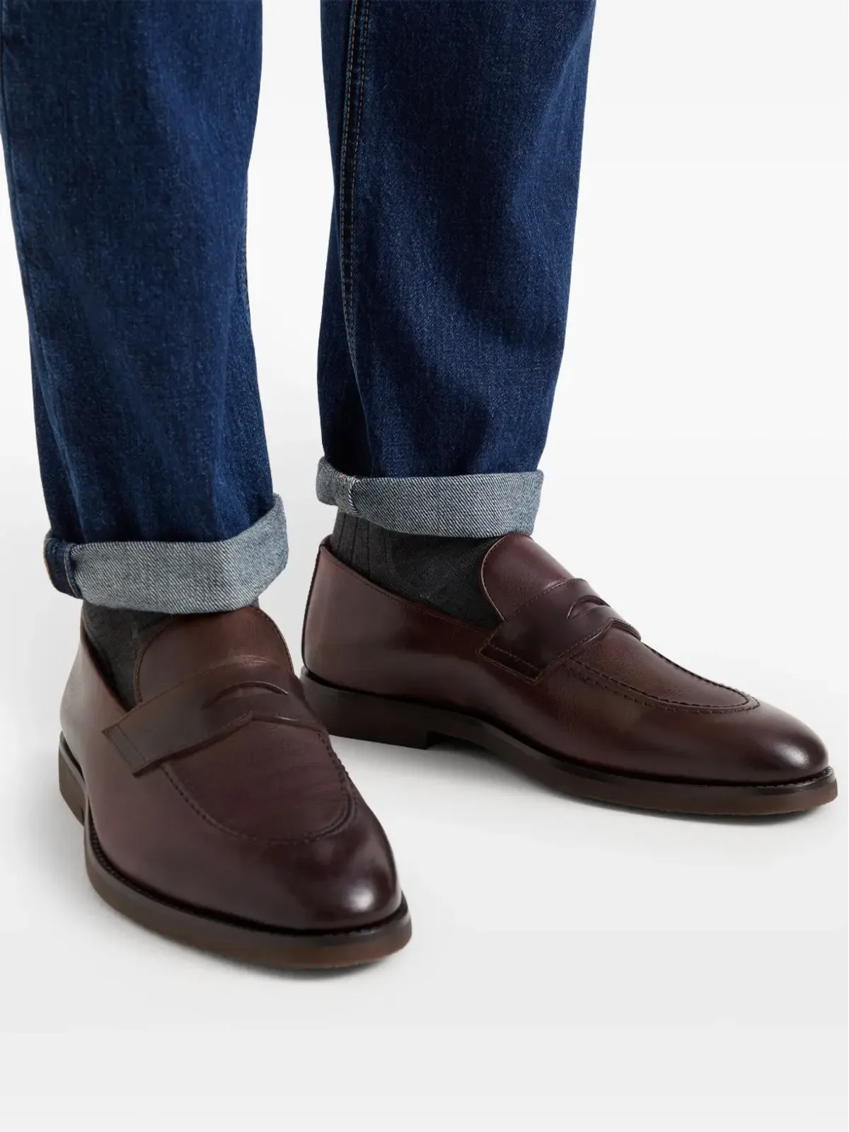 Brunello Cucinelli ポリッシュ仕上げカーフレザー ローファー - 画像5