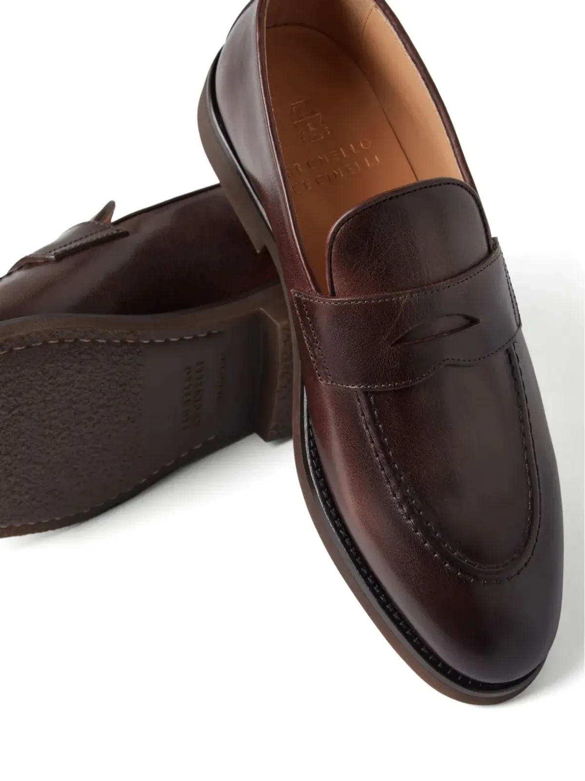 Brunello Cucinelli ポリッシュ仕上げカーフレザー ローファー - 画像4