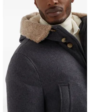 Brunello Cucinelli パディング入りフード付きウールジャケット - グレー - サムネイル5