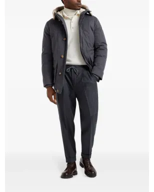 Brunello Cucinelli パディング入りフード付きウールジャケット - グレー - サムネイル2