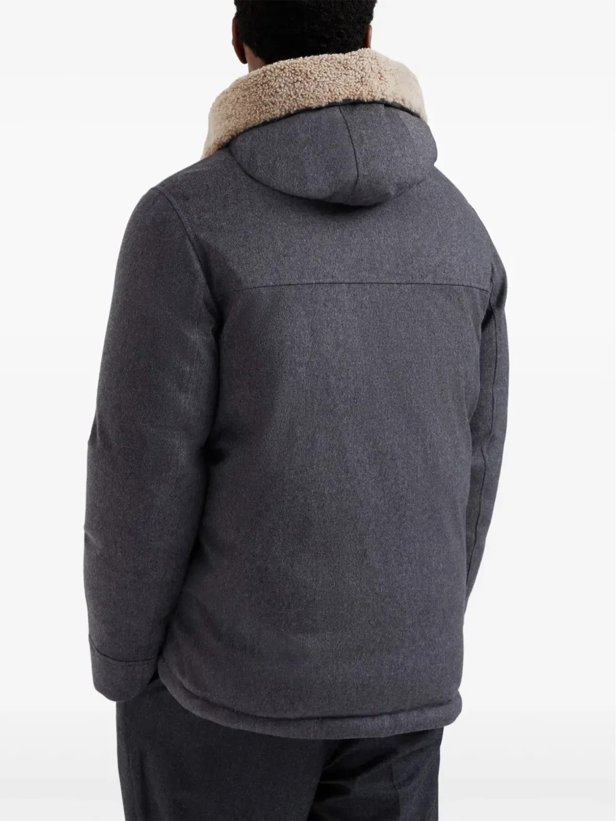 Brunello Cucinelli パディング入りフード付きウールジャケット - グレー - 画像4