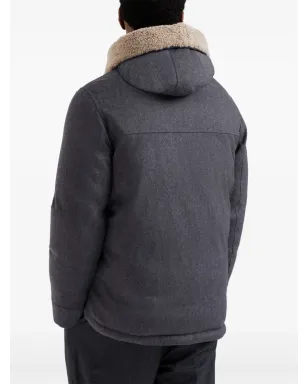 Brunello Cucinelli パディング入りフード付きウールジャケット - グレー - サムネイル4