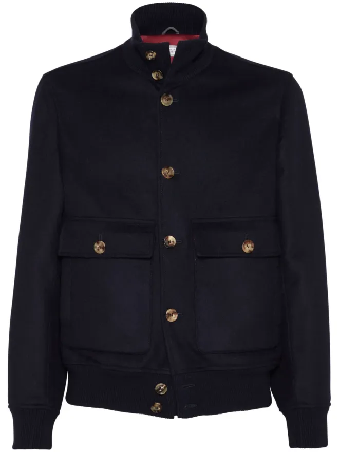Brunello Cucinelli Brunello Cucinelli ハイネック ウール ジャケット - ブルーの商品画像