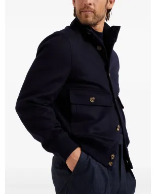 Brunello Cucinelli ハイネック ウール ジャケット - ブルー - サムネイル3
