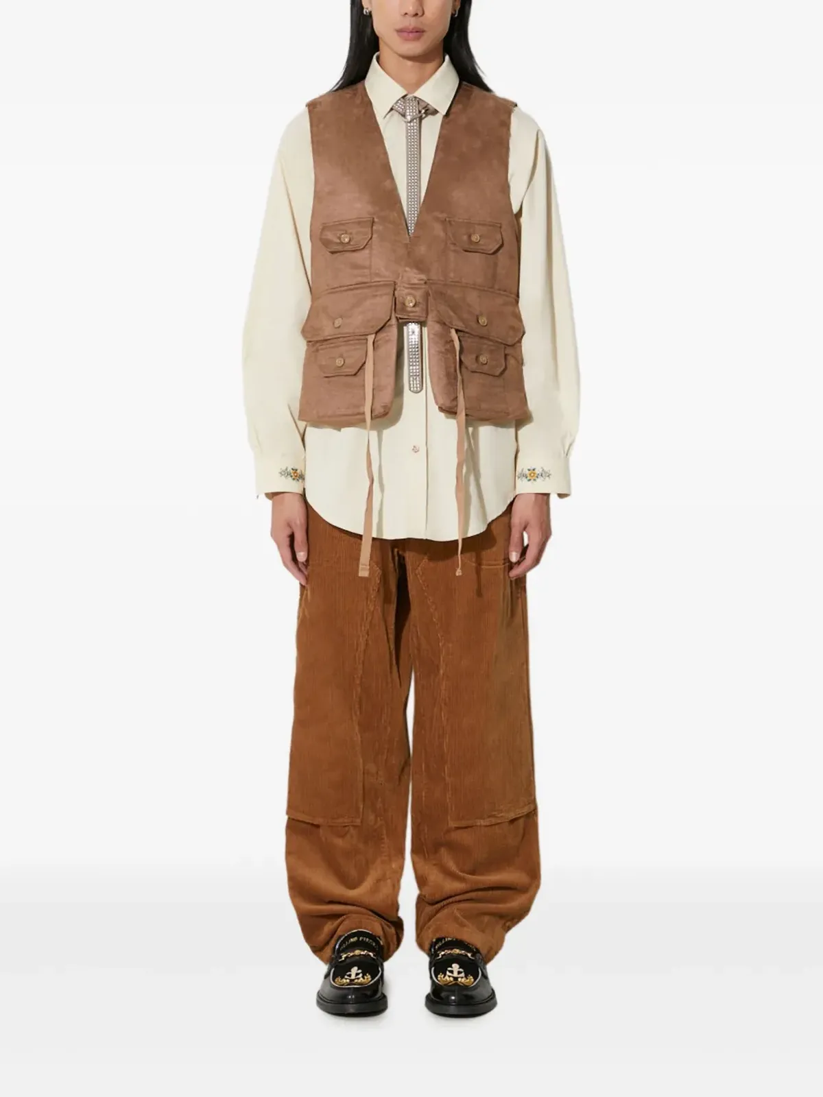 Engineered Garments ボタン留め・多機能ポケット付きジレ - ブラウン - 画像2