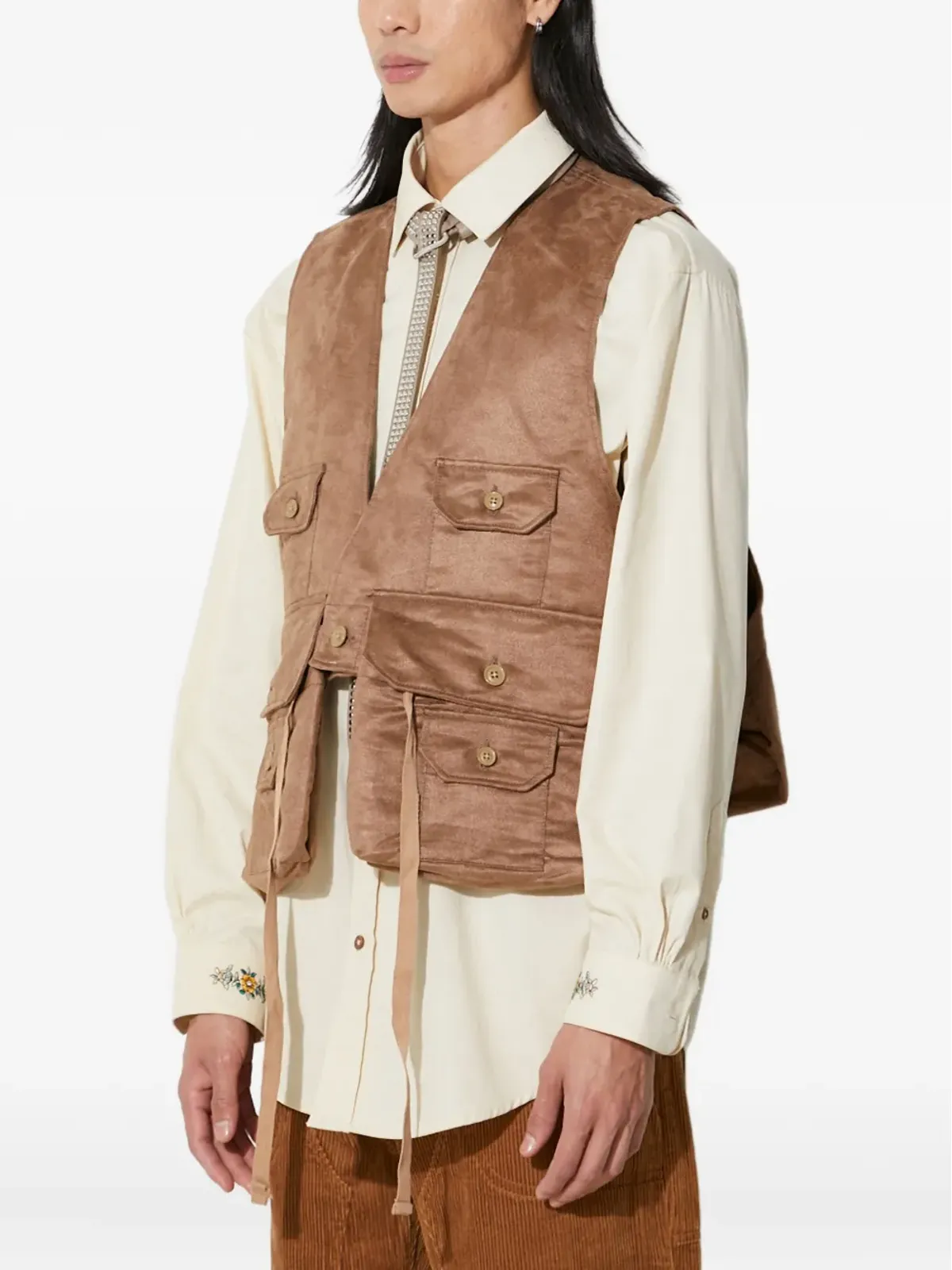 Engineered Garments ボタン留め・多機能ポケット付きジレ - ブラウン - 画像3