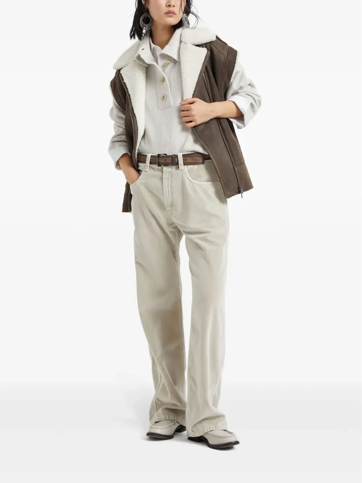 Brunello Cucinelli ブルネロ クチネリ ミッドライズ コットンパンツ - ニュートラルカラー - 画像2